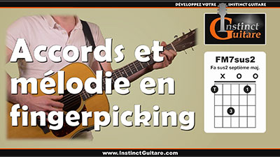 Accords et mélodie en fingerpicking à la guitare